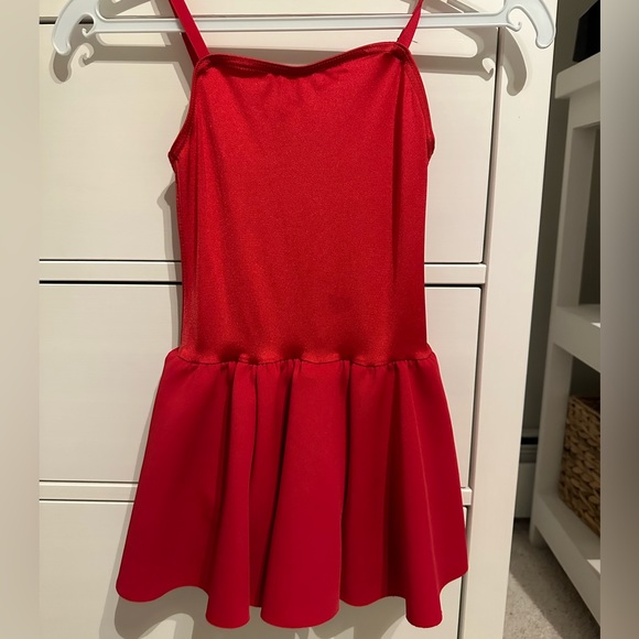 Red dress shorts leotard with matching sequin vest - Picture 2 of 3